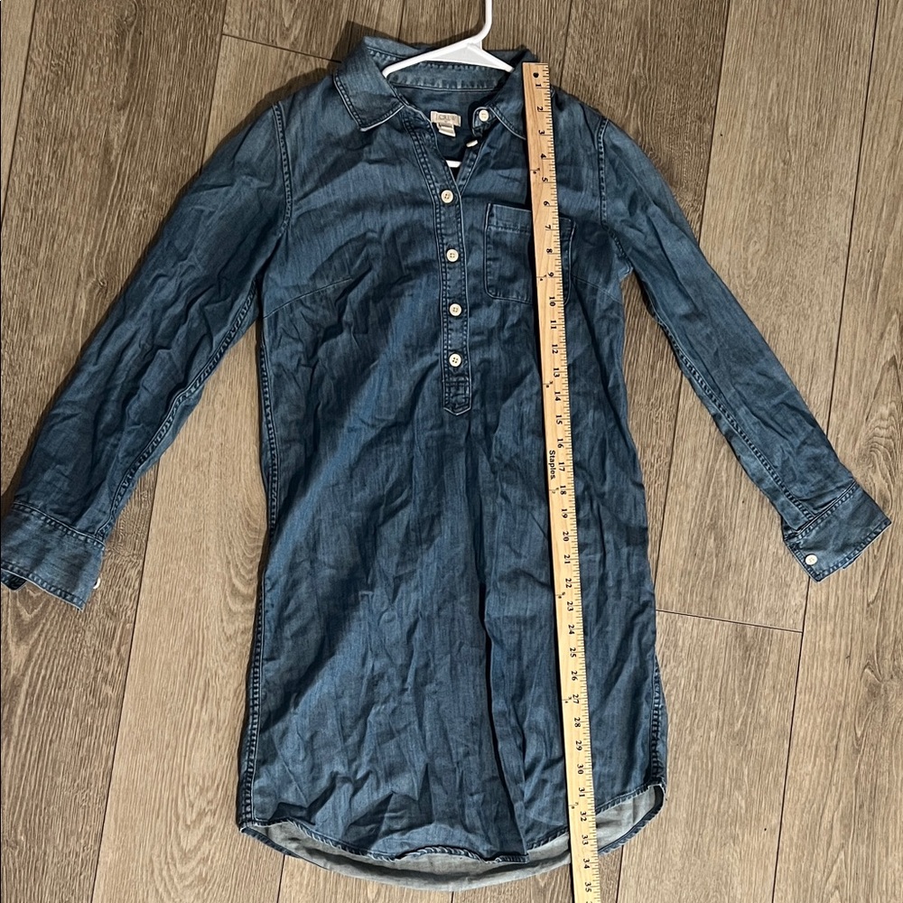 J. Crew XXS OVERSIZED Indigo Denim Chambray Shirt Dress - Picture 8 of 9